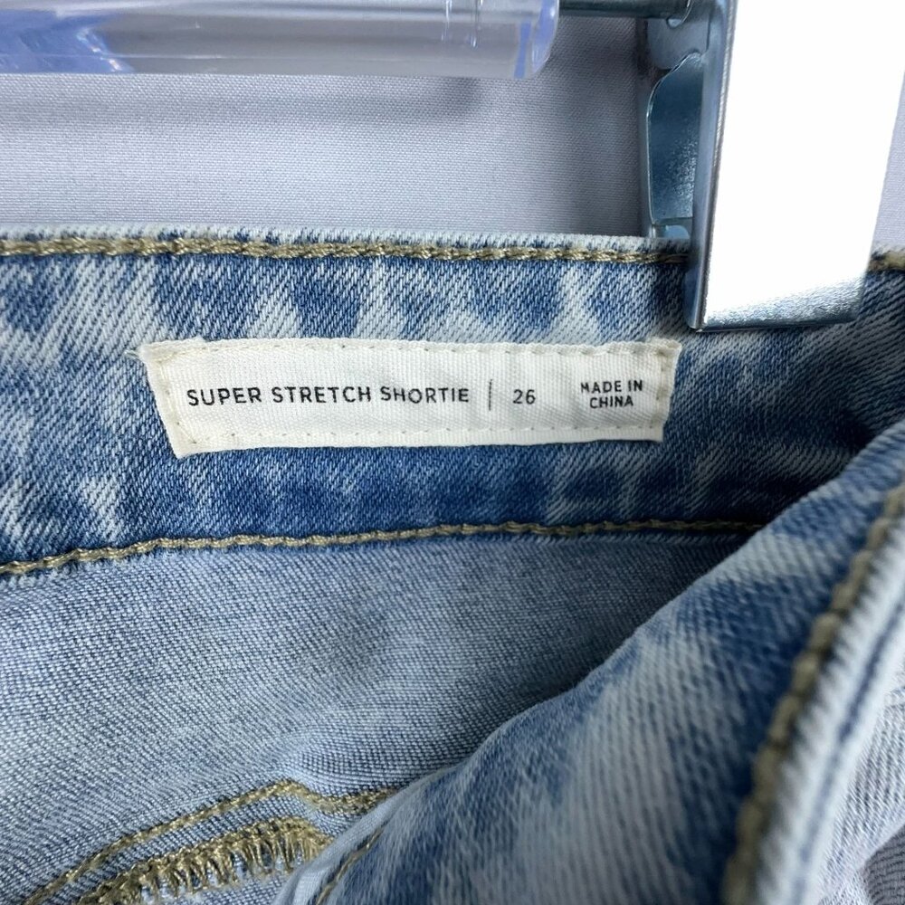 Pacsun Shortie Shorts Womens Size 26 Super Stretch Distressed Mid Rise Blue - Picture 4 of 10